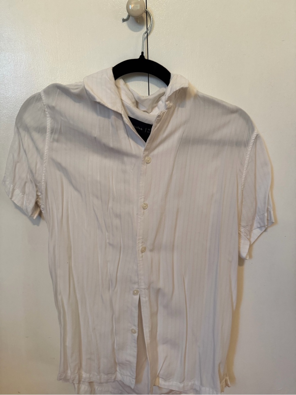 Abercrombie & Fitch Men's Short-Sleeve Button-Down Shirt in Off-White